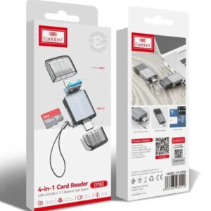 رم ریدر ارلدام مدل ET-OT82 OTG دو سر تایپ سی و لایتنینگ